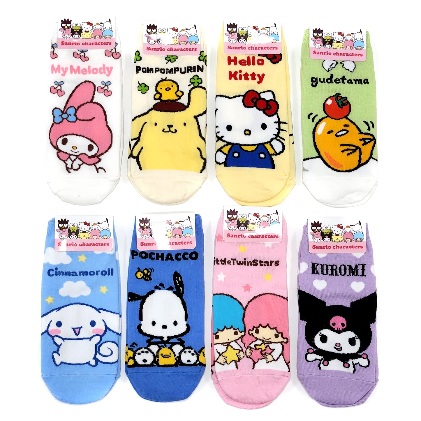 Women's Sanrio Ankle Socks, No show Socks, 8-Pair Set, Hello Kitty Cartoon, Fashion