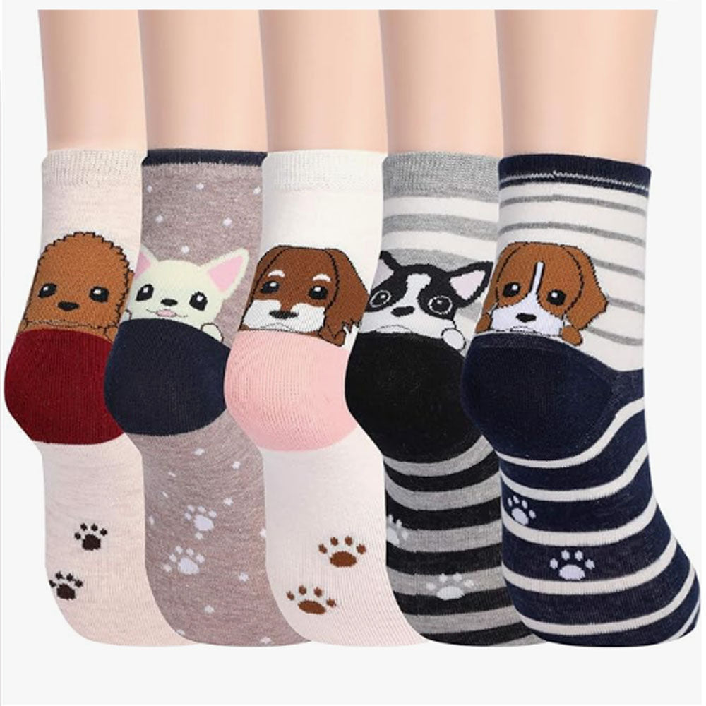 Women's Dog Socks dog Gifts Cute Animal Socks Gifts for Women 5pairs Puppy