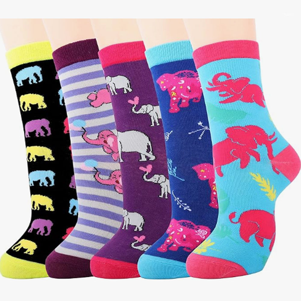 Women's elephant Socks Gifts Cute Animal Socks Gifts for Women 5pairs