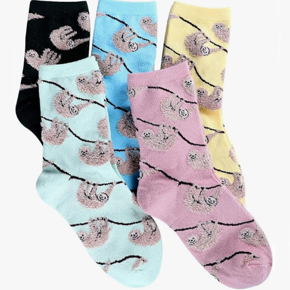 Women's Sloth Socks Sloth Gifts Cute Animal Socks Gifts for Women 5pairs