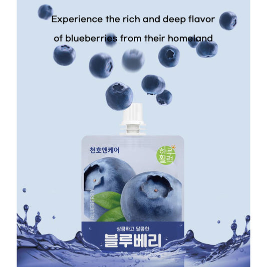 Chunho Ncare Korean Blueberry Juice, Made with 100% California Blueberries, Blended with Red Grape & Blackcurrant, No Additives, Resealable Pouch, Korea HACCP Certified (70mlx30)