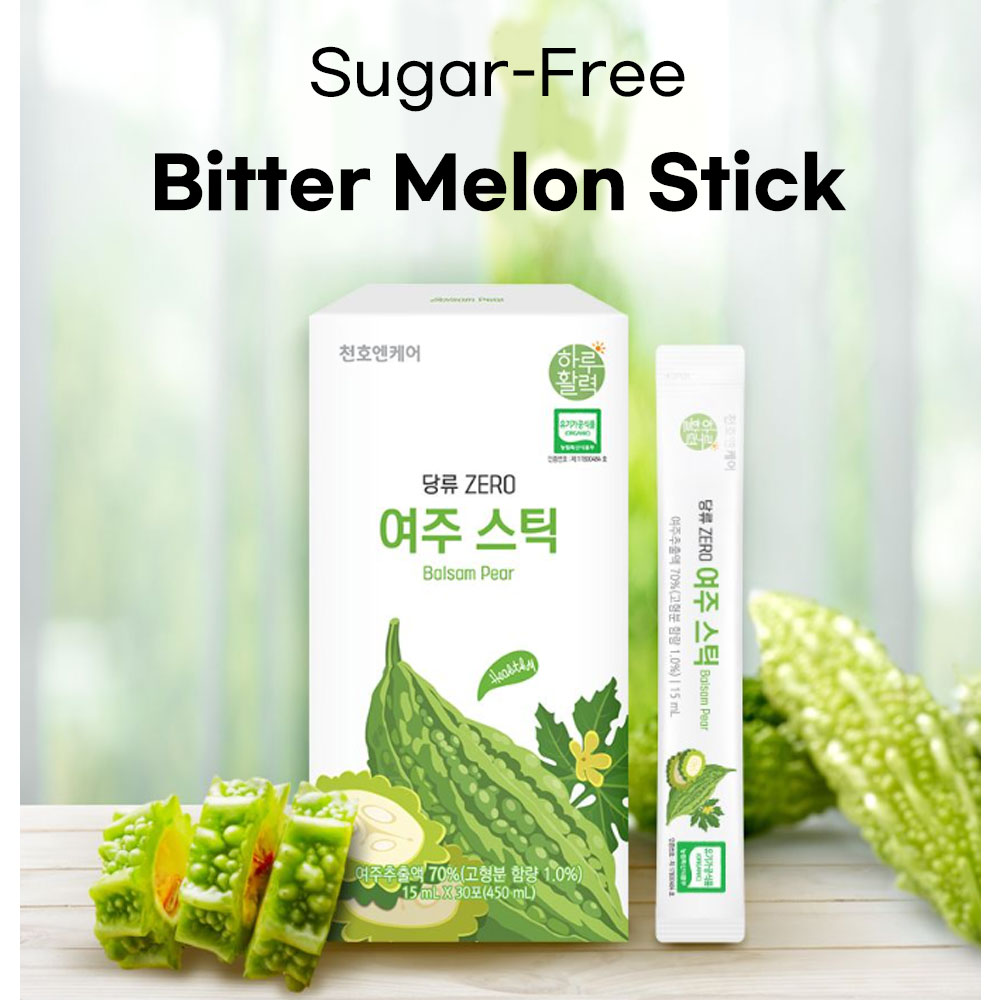 Chunho Ncare Korean Bitter Melon Juice Concentrate, Zero Sugar, Korean-Grown Bitter Melon, Celery, Lettuce & Spinach, Easy-Cut Liquid Stick Pouch, HACCP Certified (15ml × 30sticks)