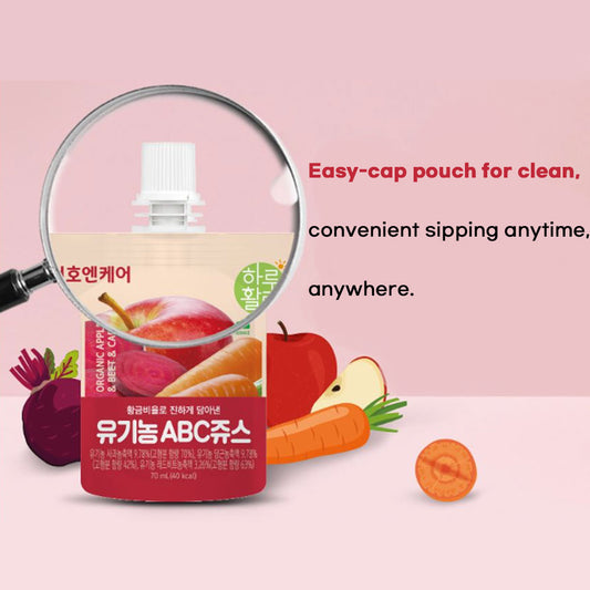 Chunho Ncare Korean ABC Juice, Apple, Beet & Carrot Drink, Made with Clean, No Additives, Whole Fruit & Vegetable Blend, Resealable Pouch (70mlx30pouches)