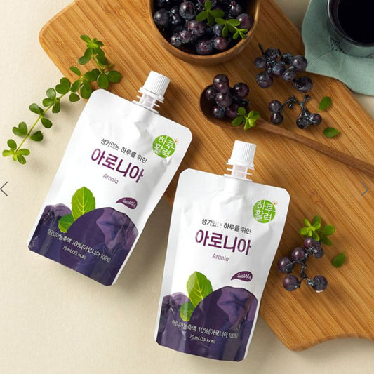 Chunho Ncare Korean Aronia Juice, 333 Polish Aronia Berries per Box, Grape & Strawberry Blend, No Preservatives, Resealable Pouch, Korea HACCP Certified (70mlx30pouches)