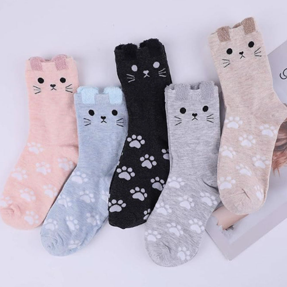 Women's Cat Socks Cat Gifts Cute Animal Socks Gifts for Women 5pairs