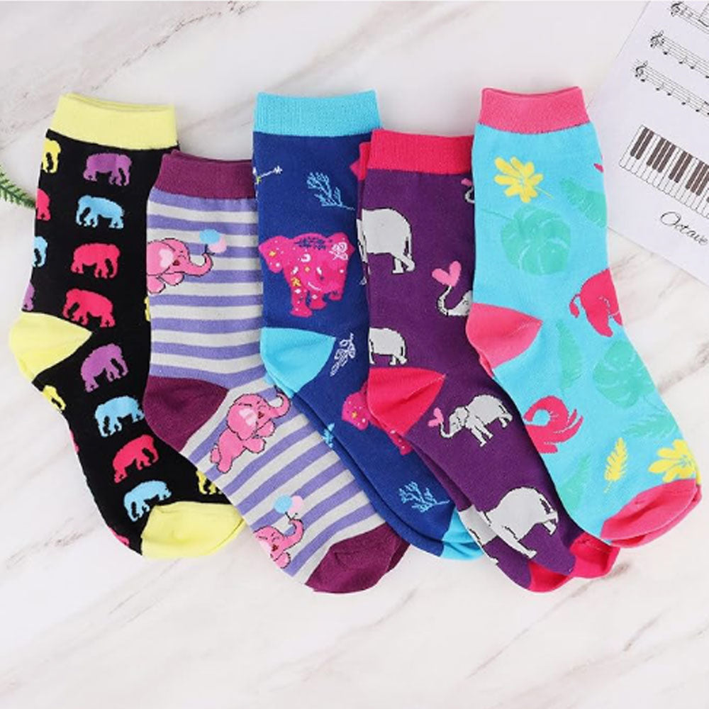 Women's elephant Socks Gifts Cute Animal Socks Gifts for Women 5pairs