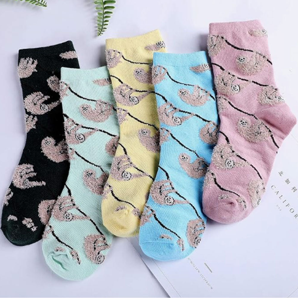 Women's Sloth Socks Sloth Gifts Cute Animal Socks Gifts for Women 5pairs