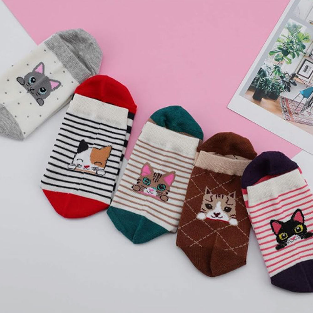 Women's Cat Socks Cat Gifts Cute Animal Socks Gifts for Women 5pairs
