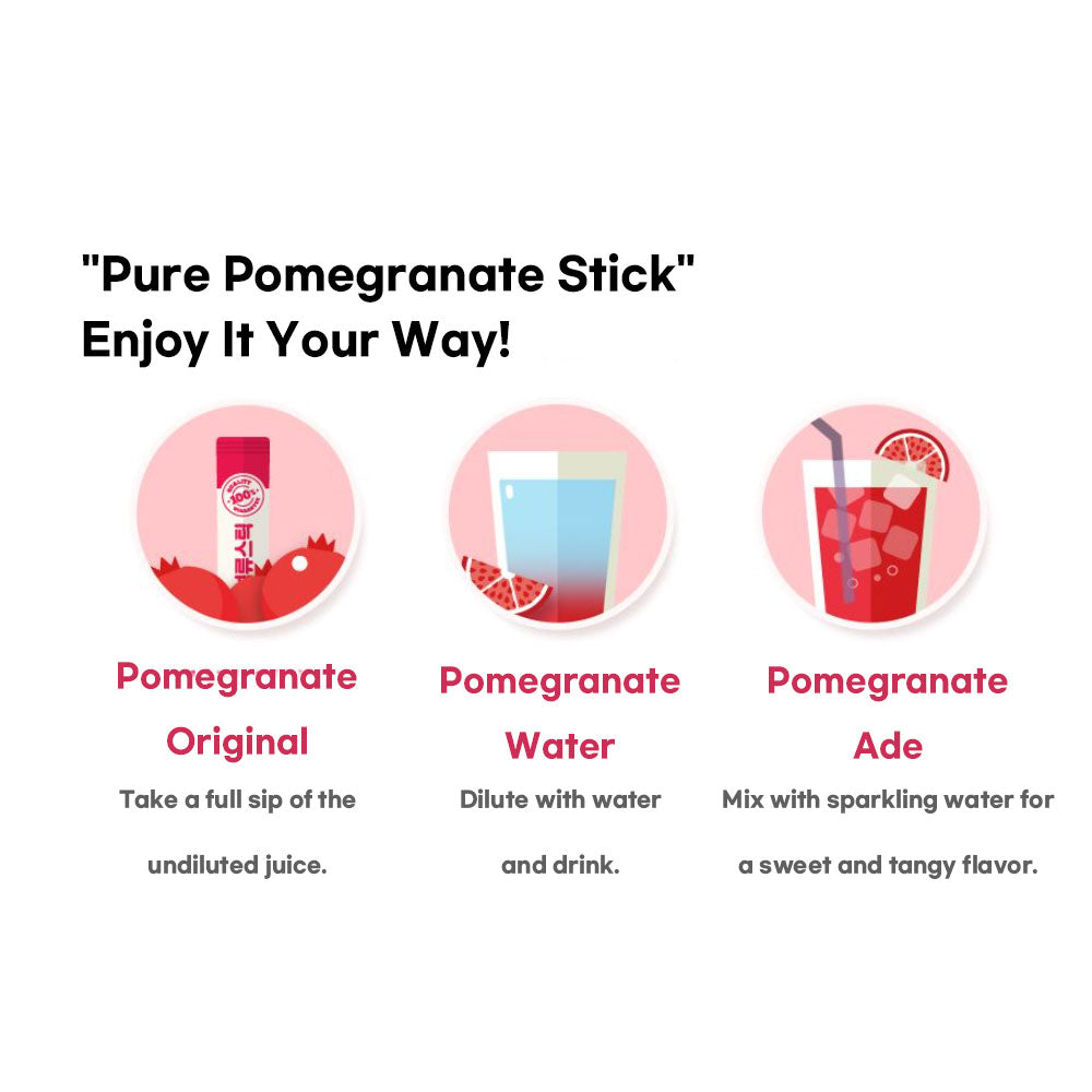 Chunho Ncare 100% Pomegranate Juice Stick – Pure NFC Juice, No Water Added, Not from Concentrate, Turkish Pomegranates, No Additives, 10ml x 30 Sticks