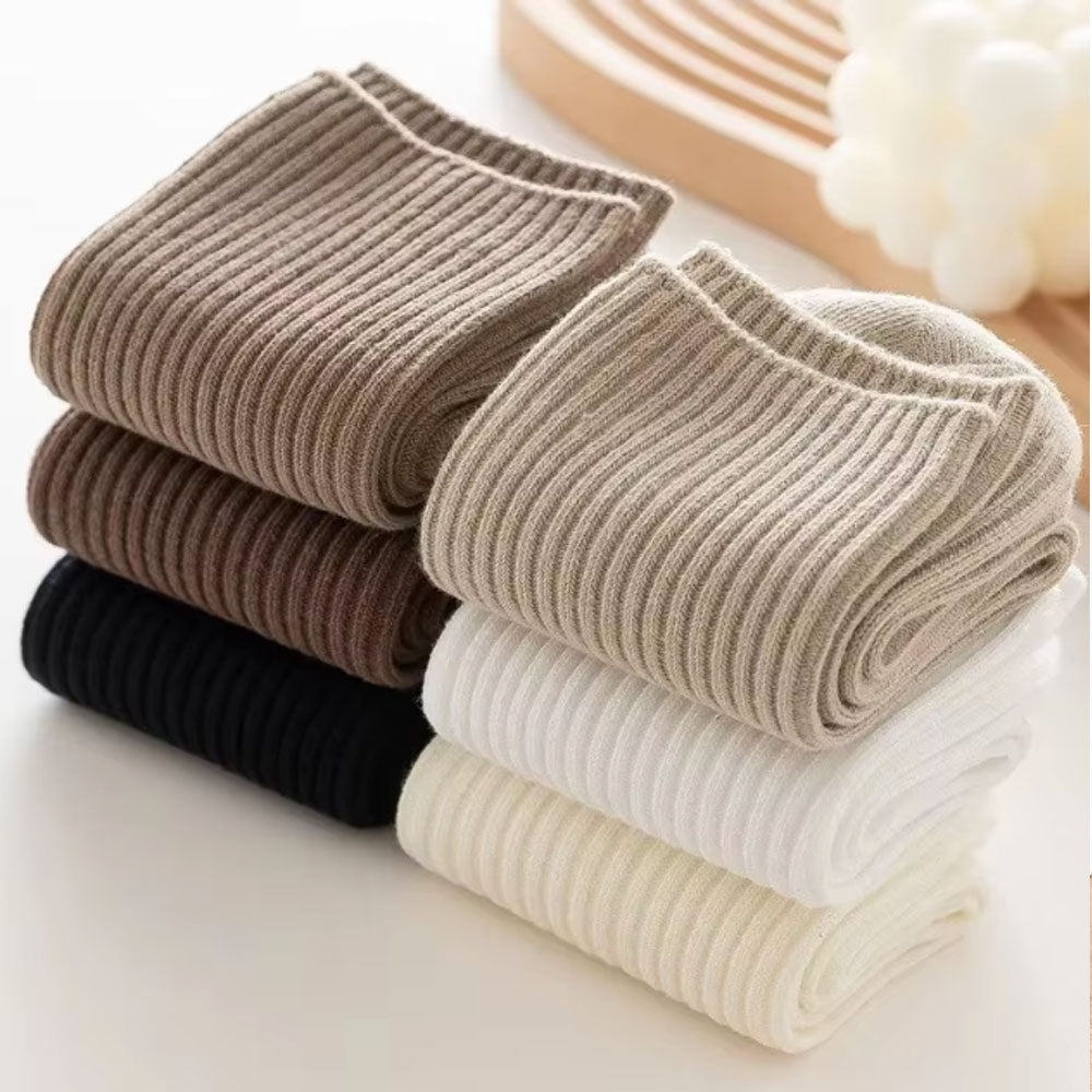 Womens Cute Crew Socks Casual Athletic Aesthetic Socks Neutral Cotton Socks 6color Set