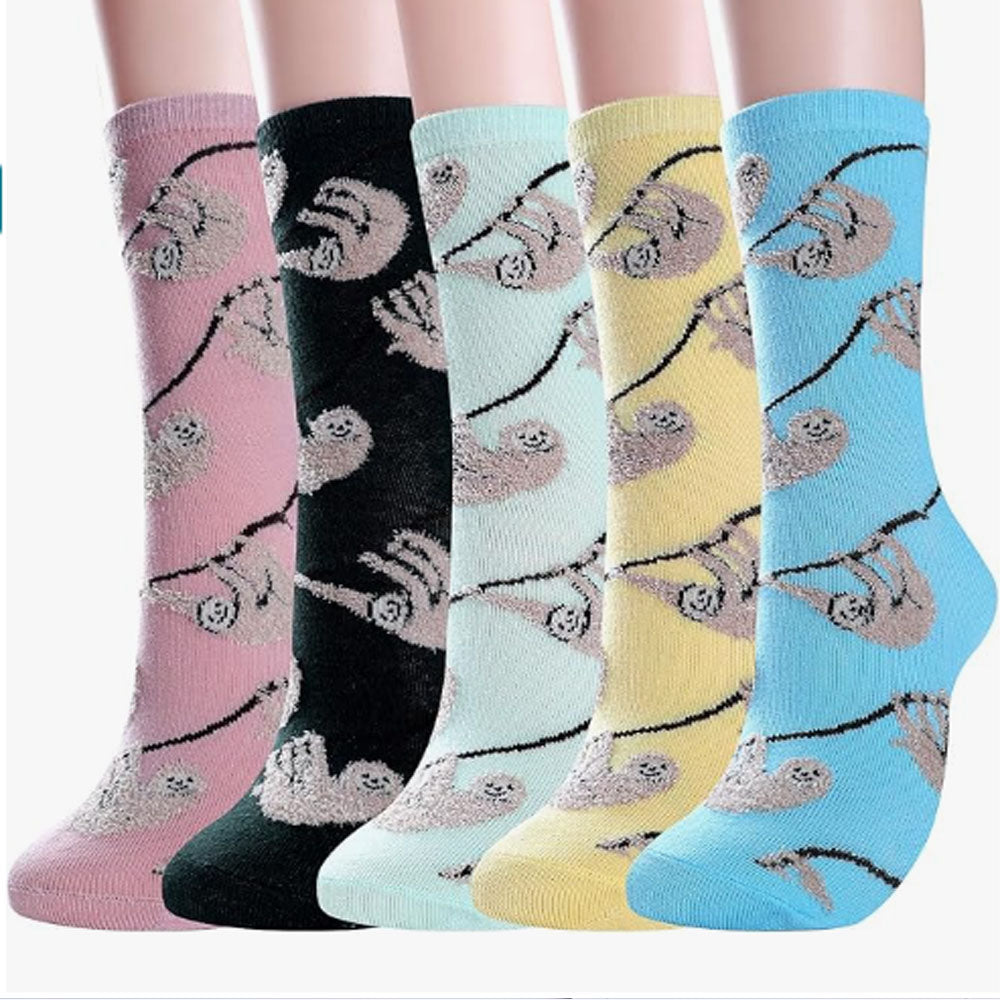 Women's Sloth Socks Sloth Gifts Cute Animal Socks Gifts for Women 5pairs