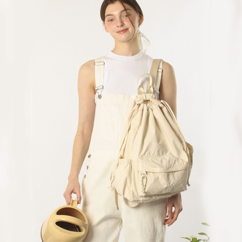 Masmarulez Mixed Easy Draw Backpack – Lightweight Water-Resistant Nylon Gym Sack with Detachable Pocket & Laptop Strap – Unisex Casual Daypack for Daily, Travel, and Sport (Pure cream)