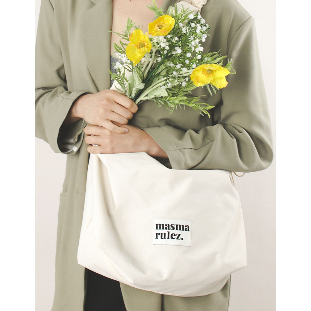 Masmarulez Nylon 2-Way Shirring Hobo Bag – Lightweight Water-Resistant Shoulder and Crossbody Bag – 10 Colors – Fits Up to 15.3" Laptop, Spring Collection – (Cream beige)