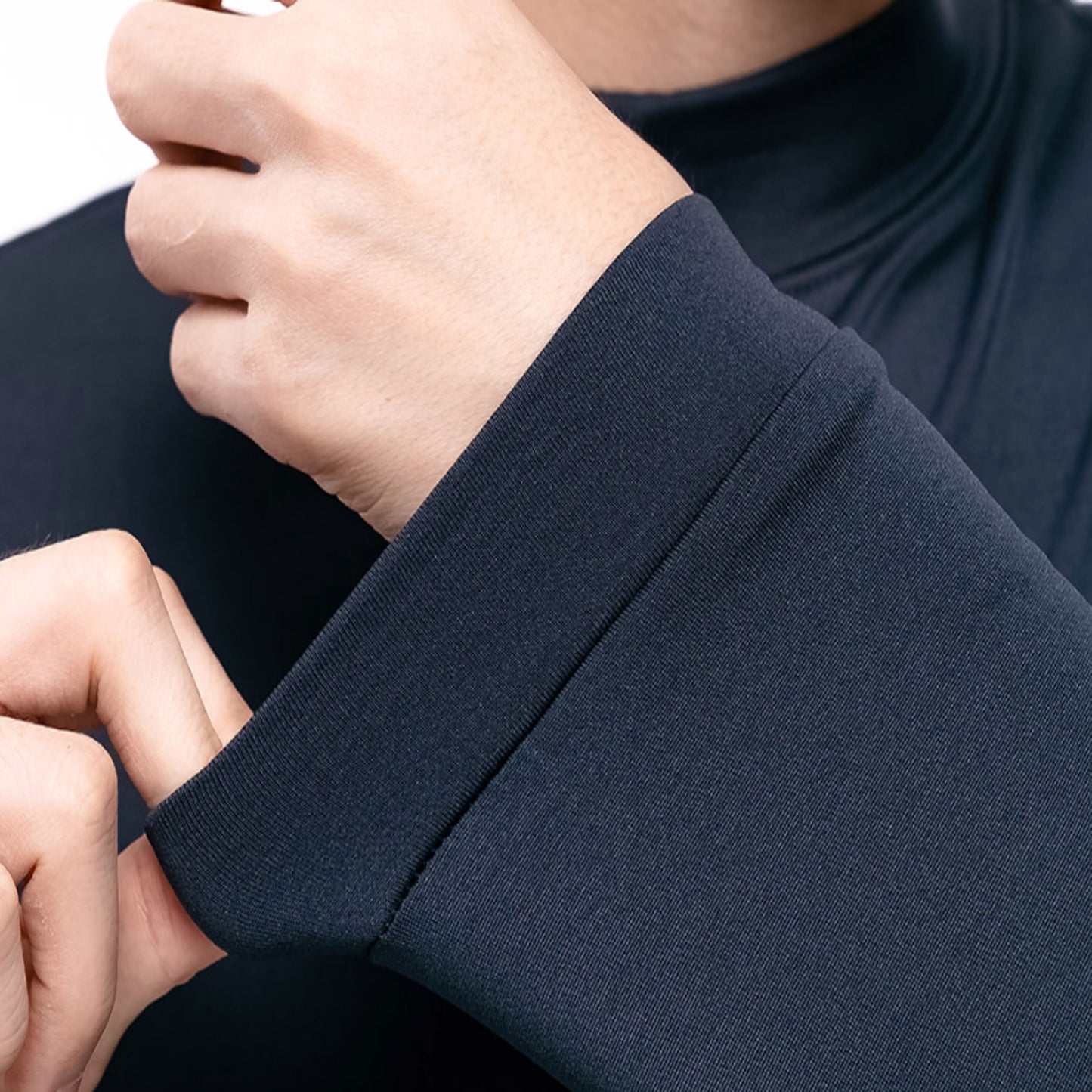 Nyfashioncity Fleece-Lined Half Turtleneck Top _Navy