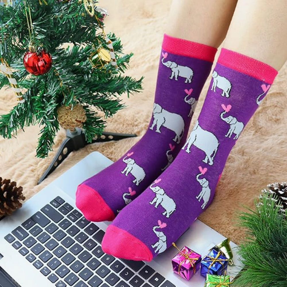 Women's elephant Socks Gifts Cute Animal Socks Gifts for Women 5pairs