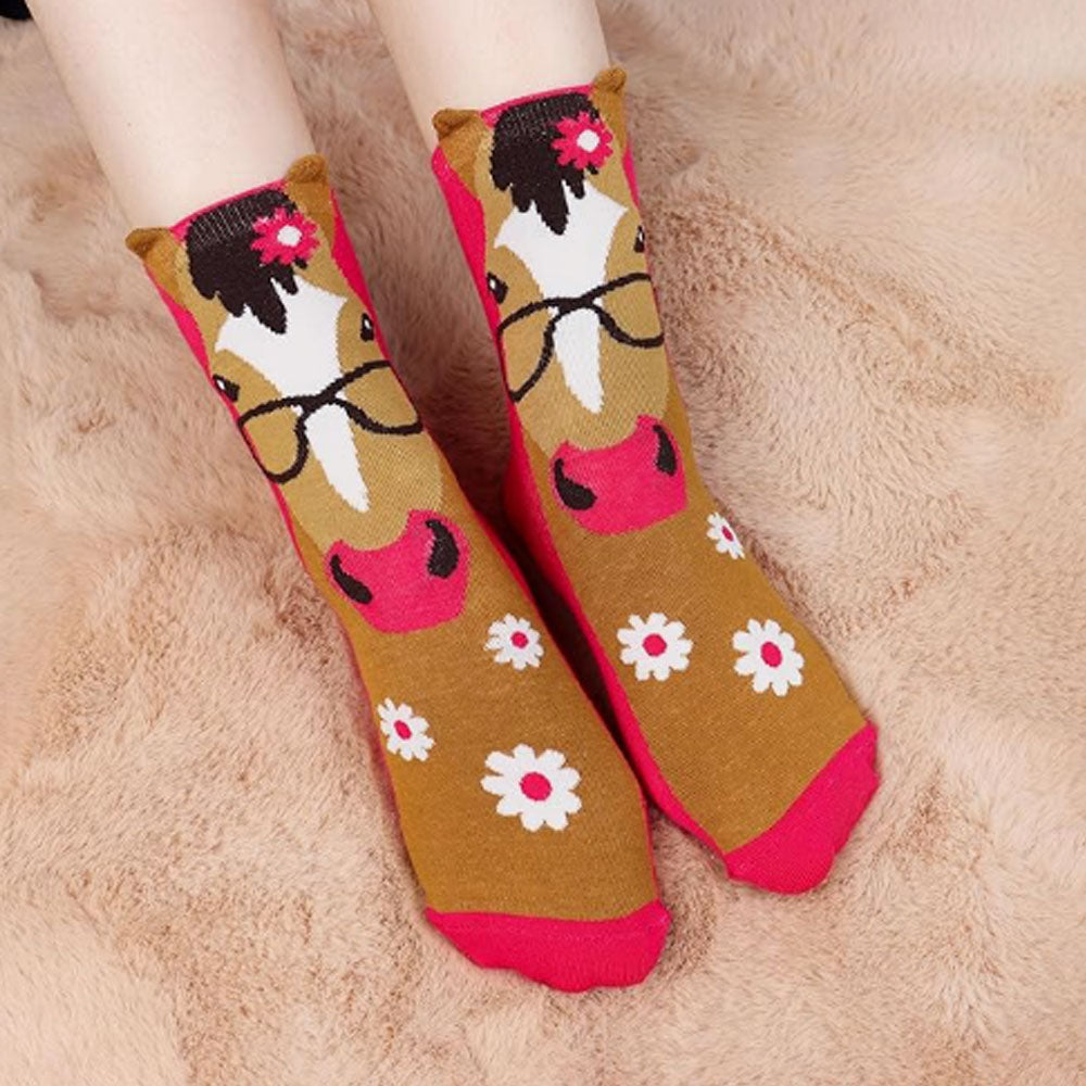Women's horse Socks Gifts Cute Animal Socks Gifts for Women 5pairs