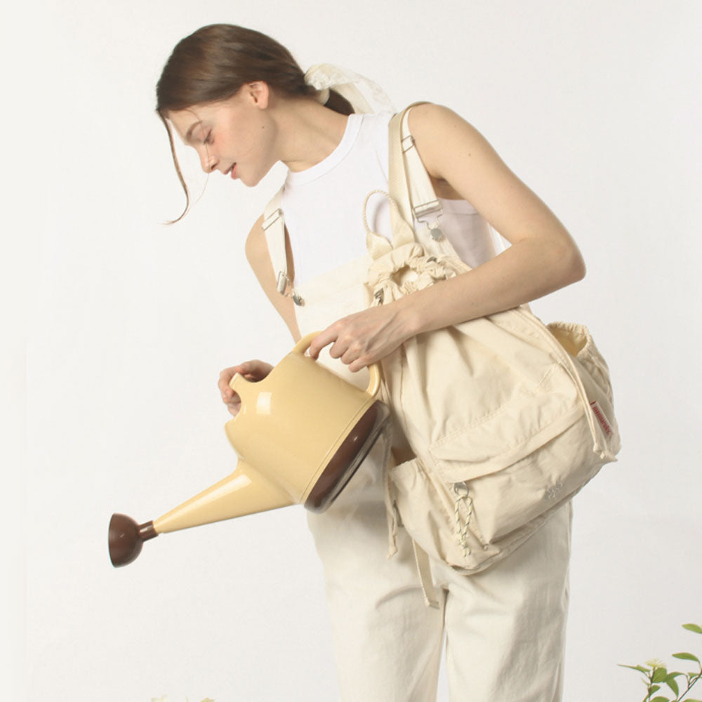 Masmarulez Mixed Easy Draw Backpack – Lightweight Water-Resistant Nylon Gym Sack with Detachable Pocket & Laptop Strap – Unisex Casual Daypack for Daily, Travel, and Sport (Pure cream)