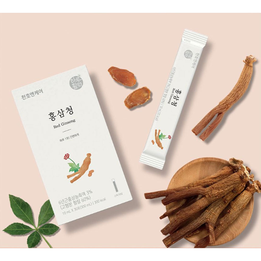 Chunho Ncare Korean Red Ginseng Juice Concentrate, 6 Years Old Ginseng, 14 Herbal Blend, Easy-Cut Liquid Stick Pouch, HACCP Certified (10ml × 30sticks)