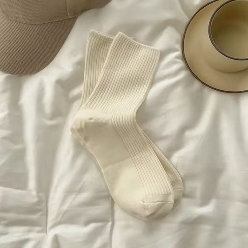 Womens Cute Crew Socks Casual Athletic Aesthetic Socks Neutral Cotton Socks 6color Set
