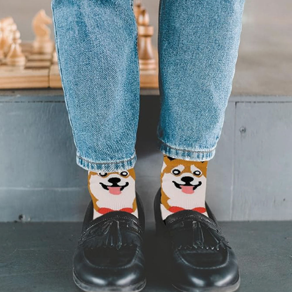 Women's Dog Socks Cat Gifts Cute Animal Socks Gifts for Women Corgi 5Pairs