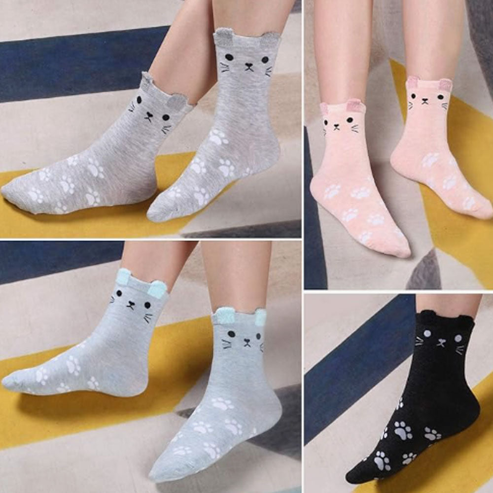 Women's Cat Socks Cat Gifts Cute Animal Socks Gifts for Women 5pairs
