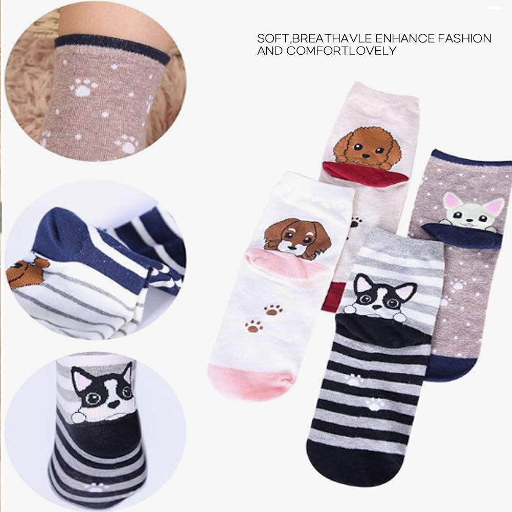 Women's Dog Socks dog Gifts Cute Animal Socks Gifts for Women 5pairs Puppy