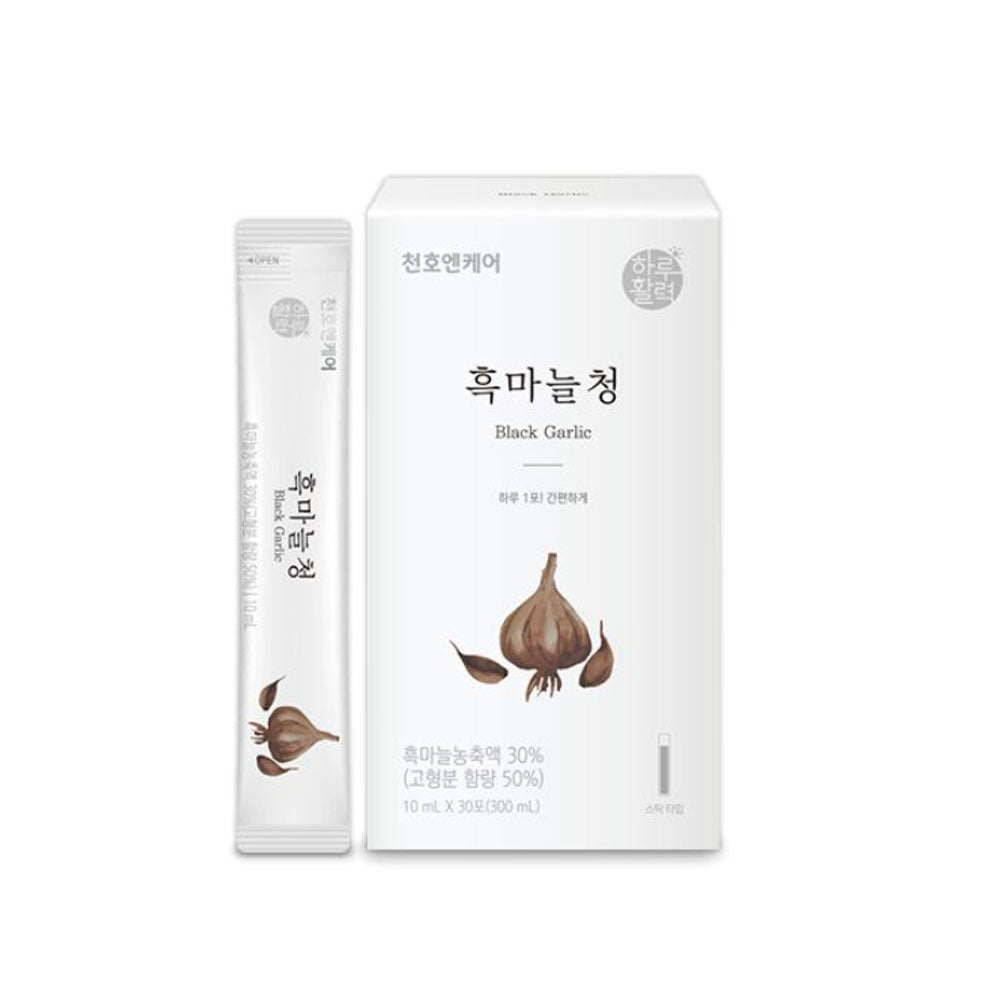 Chunho Ncare Korean Black Garlic Juice Concentrate, Aged Garlic Extract with 9 Traditional Herbs & Honey, No Additives, Easy-Cut Stick Pouch, HACCP Certified (10ml × 30sticks)