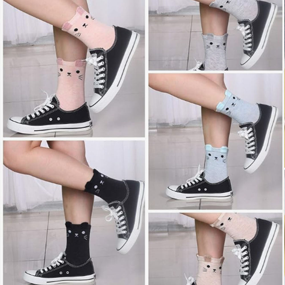 Women's Cat Socks Cat Gifts Cute Animal Socks Gifts for Women 5pairs