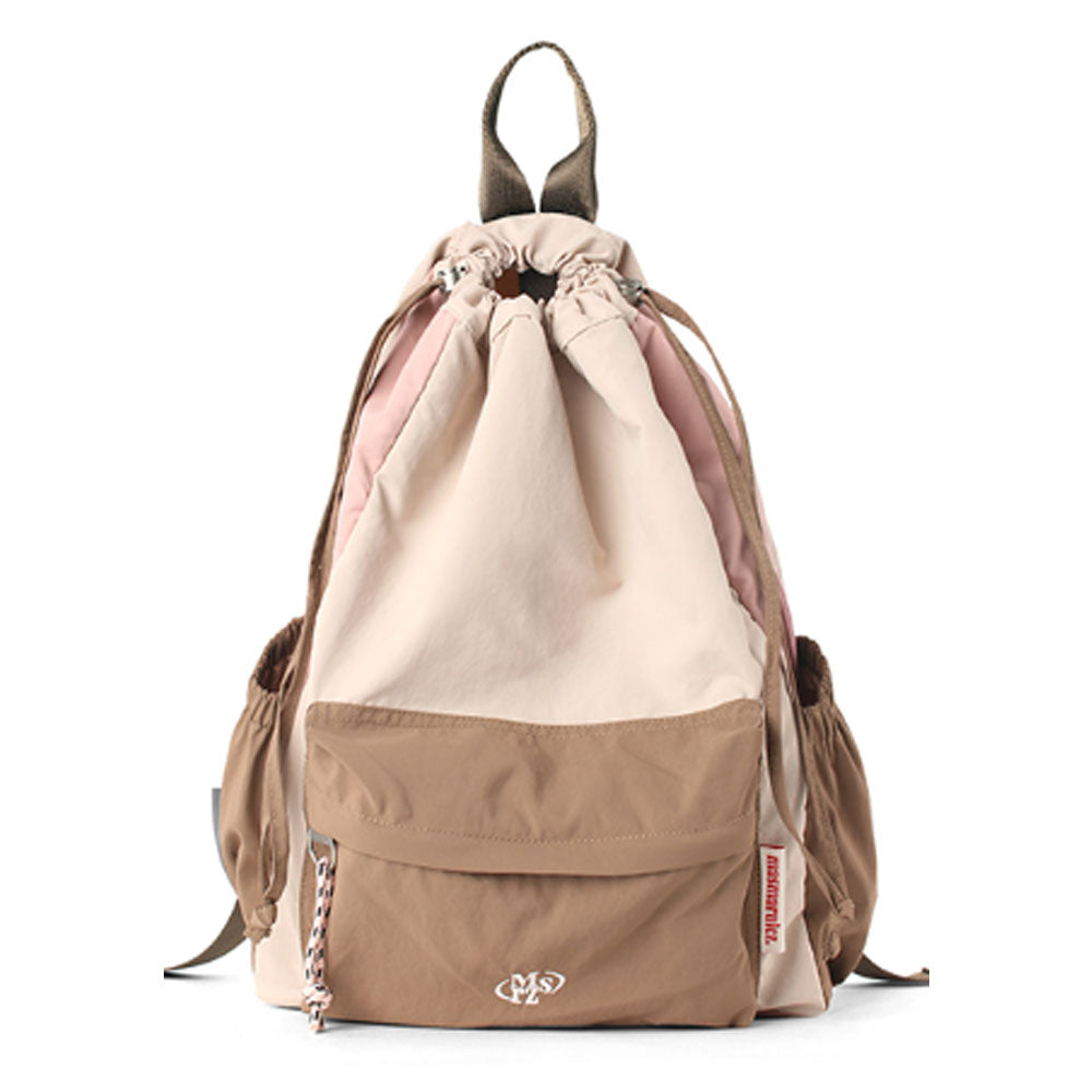 Masmarulez Mixed Easy Draw Backpack โ Lightweight Water-Resistant Nylon Gym Sack with Detachable Pocket & Laptop Strap โ Unisex Casual Daypack for Daily, Travel, and Sport (Pink sand)