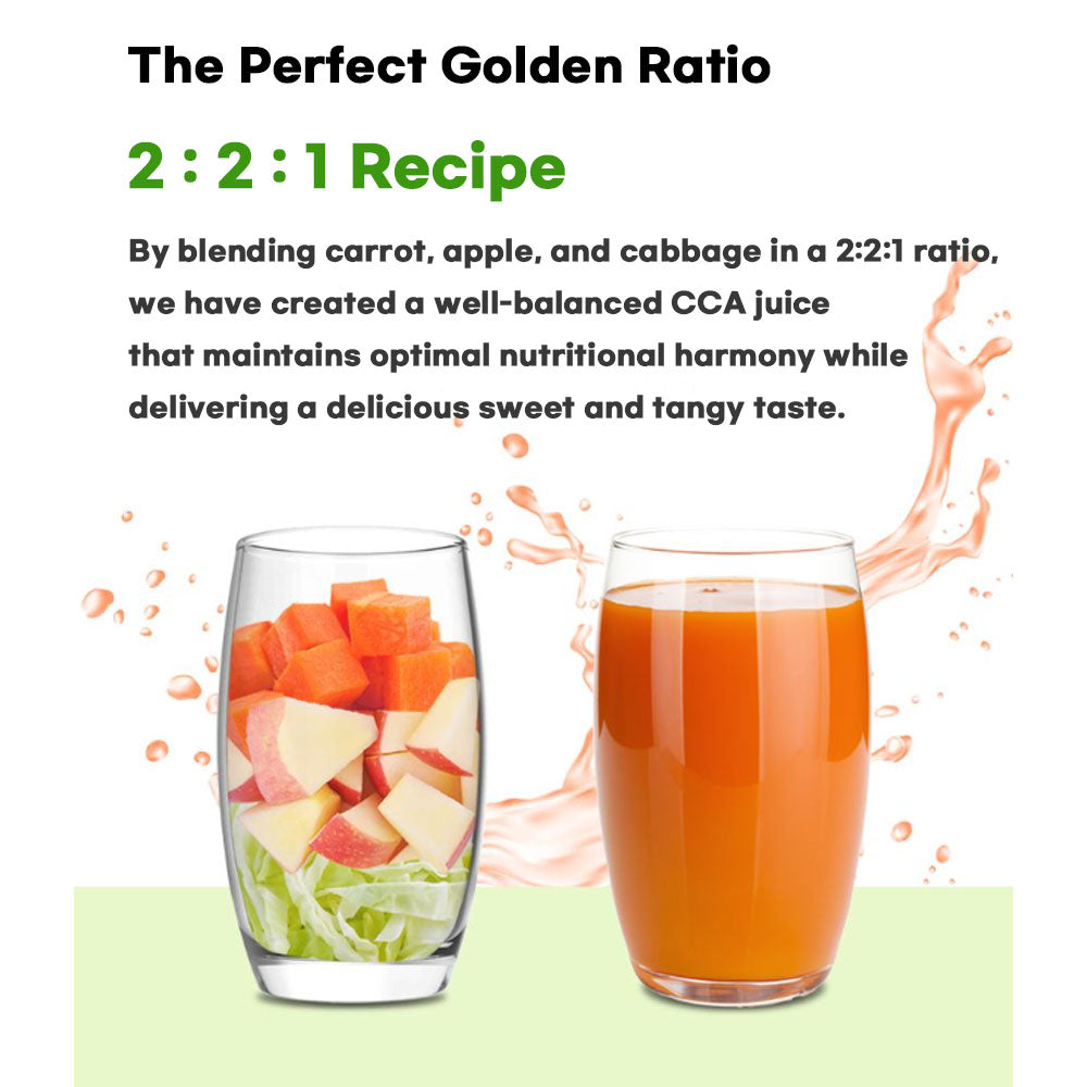 Chunho Ncare Korean CCA Juice, 100% organically grown Carrot, Cabbage & Apple, No Water Added, NFC Cold Pressed, No Sugar, No Additives, Convenience Pouch (80g*14pouches)