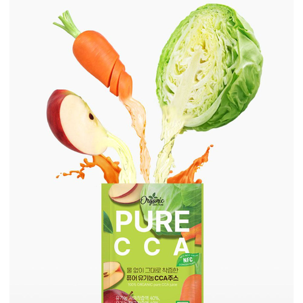 Chunho Ncare Korean CCA Juice, 100% organically grown Carrot, Cabbage & Apple, No Water Added, NFC Cold Pressed, No Sugar, No Additives, Convenience Pouch (80g*14pouches)