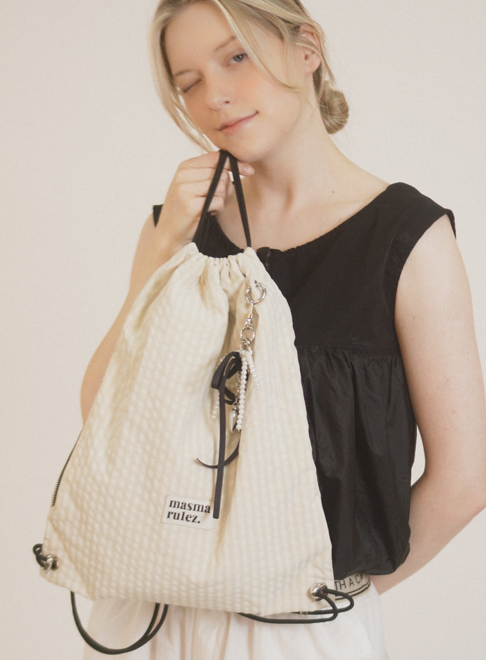◆masmarulez◆ Gym sack string bag plaid check orange 50111 MUSINSA | MASMARULEZ [INT] Gym sack string bag _ plaid check