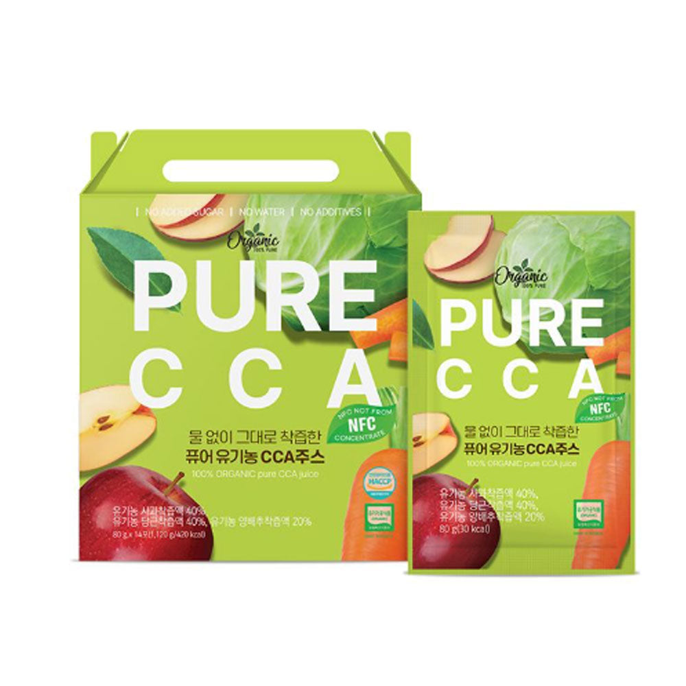 Chunho Ncare Korean CCA Juice, 100% organically grown Carrot, Cabbage & Apple, No Water Added, NFC Cold Pressed, No Sugar, No Additives, Convenience Pouch (80g*14pouches)