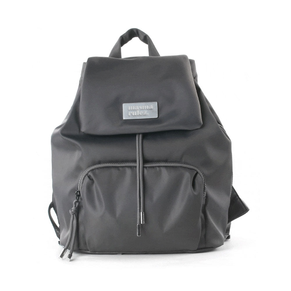 Masmarulez 304 Small Draw Flap Backpack – Compact Nylon Laptop Bag for Women, Water-Resistant, Lightweight, Side Zipper, Fits 13” MacBook – Stylish Daily Backpack for Work & Casual Use (Dark gray)