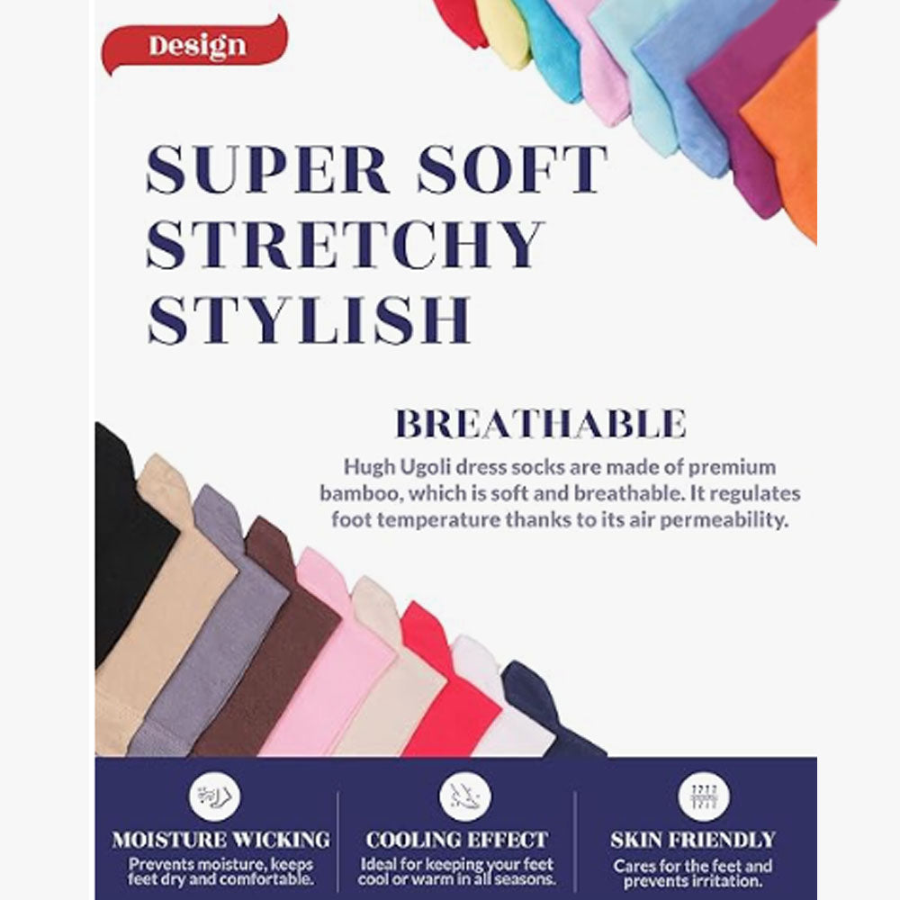 Womens Bamboo Dress Socks, Extremely Soft, Thin, Crew Socks for Business Trouser Casual, Non-Binding, Beige 3 Pairs