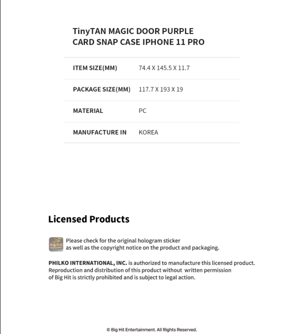 BTS X TINYTAN Magic Door Card Snap Jelly Case, MICDropClearTPU Case, MagicDoorCase