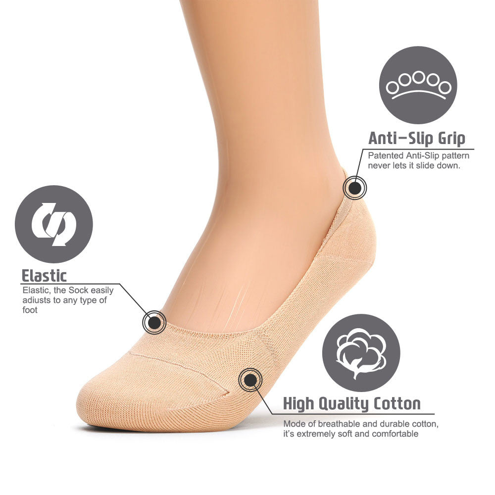 Womens Anti-Slip No Show Socks