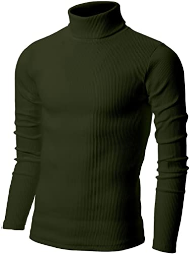 Mens Ribbed Turtleneck Thermal Sweater