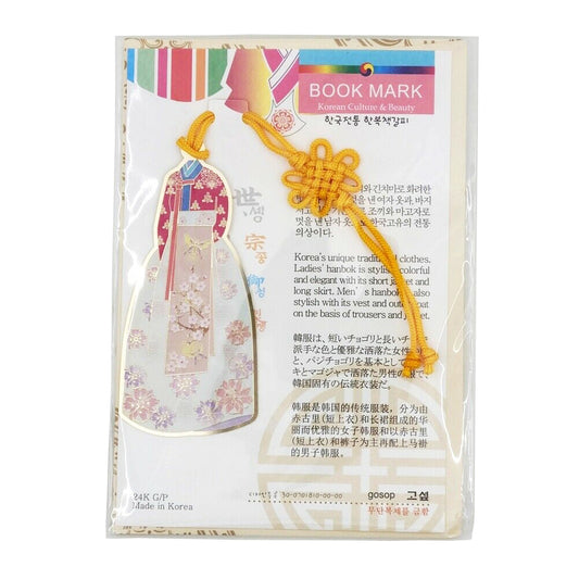 Korean Traditional Bookmark 24K Gold Plated Metal Woman Hanbok Gift