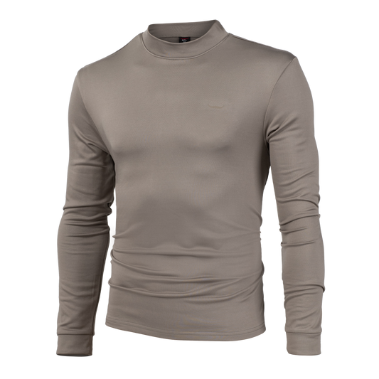 Nyfashioncity Fleece-Lined Half Turtleneck Top _Beige