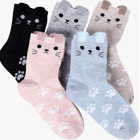 Women's Cat Socks Cat Gifts Cute Animal Socks Gifts for Women 5pairs