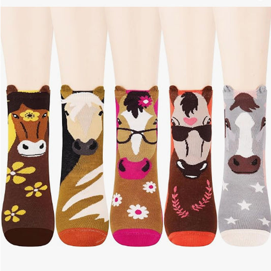 Women's horse Socks Gifts Cute Animal Socks Gifts for Women 5pairs