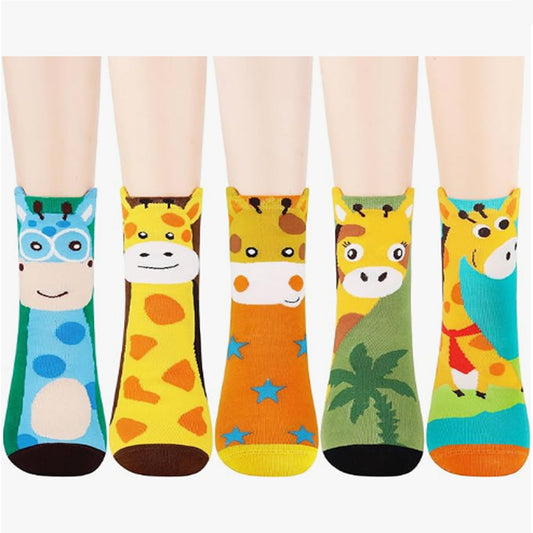 Women's giraffe Socks Gifts Cute Animal Socks Gifts for Women 5pairs