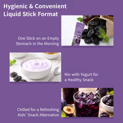 Chunhoncare Organic Turkish Prune Juice Sticks, NFC Not From Concentrate, No Added Sugar, No Artificial Additives, Convenient Stick Pouches