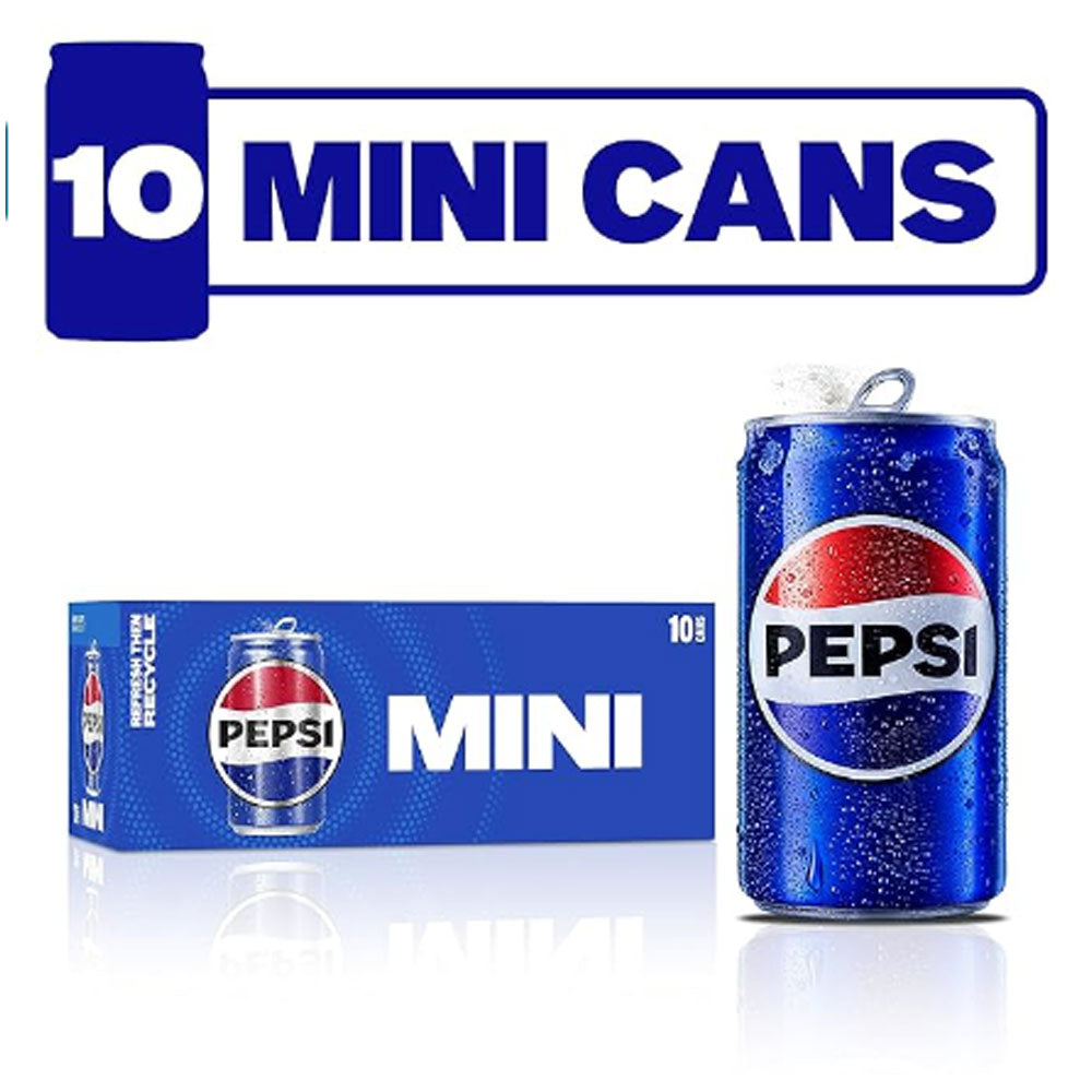 Pepsi Soda, Mini Cans, 7.5 Ounce (Pack of 10)