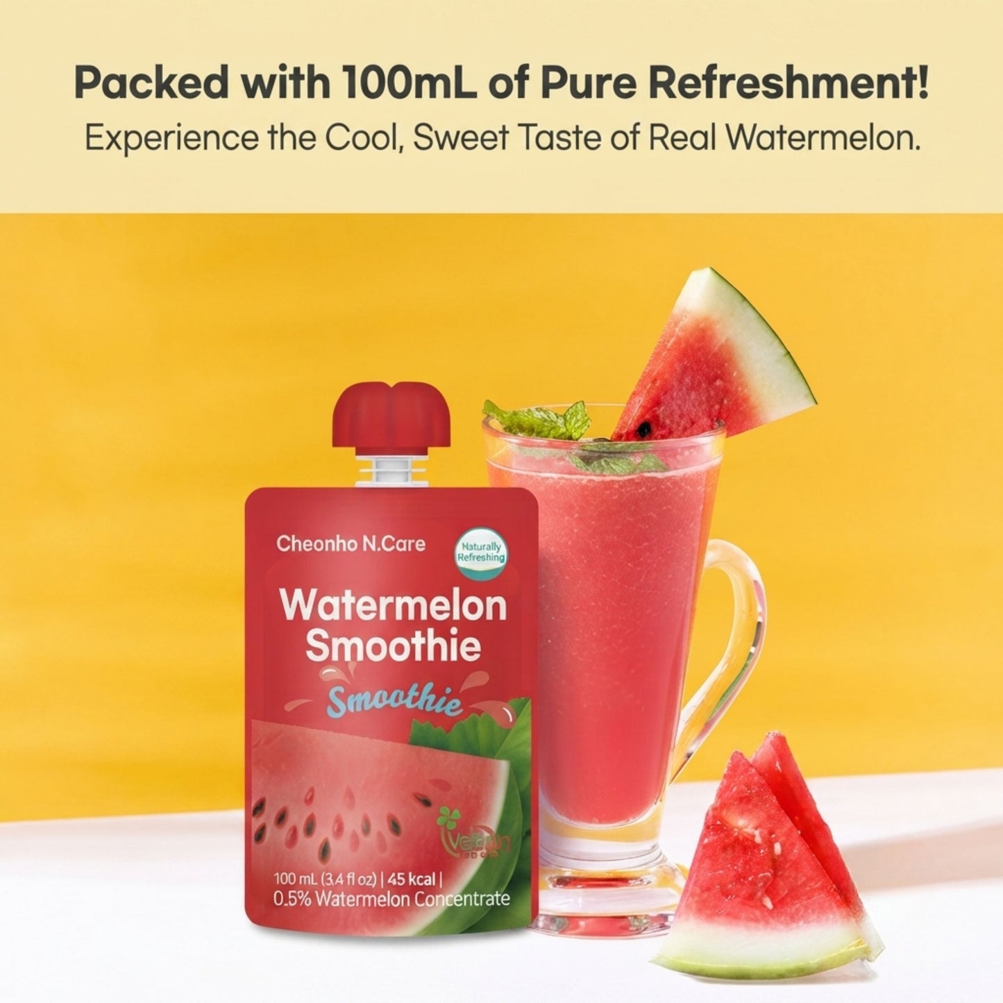 ChunhoNcare Watermelon Smoothie – Sweet & Refreshing Watermelon Drink, Vegan Certified, 100ml × 10