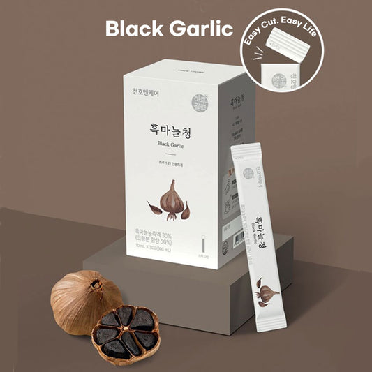 Chunho Ncare Korean Black Garlic Juice Concentrate, Aged Garlic Extract with 9 Traditional Herbs & Honey, No Additives, Easy-Cut Stick Pouch, HACCP Certified (10ml × 30sticks)