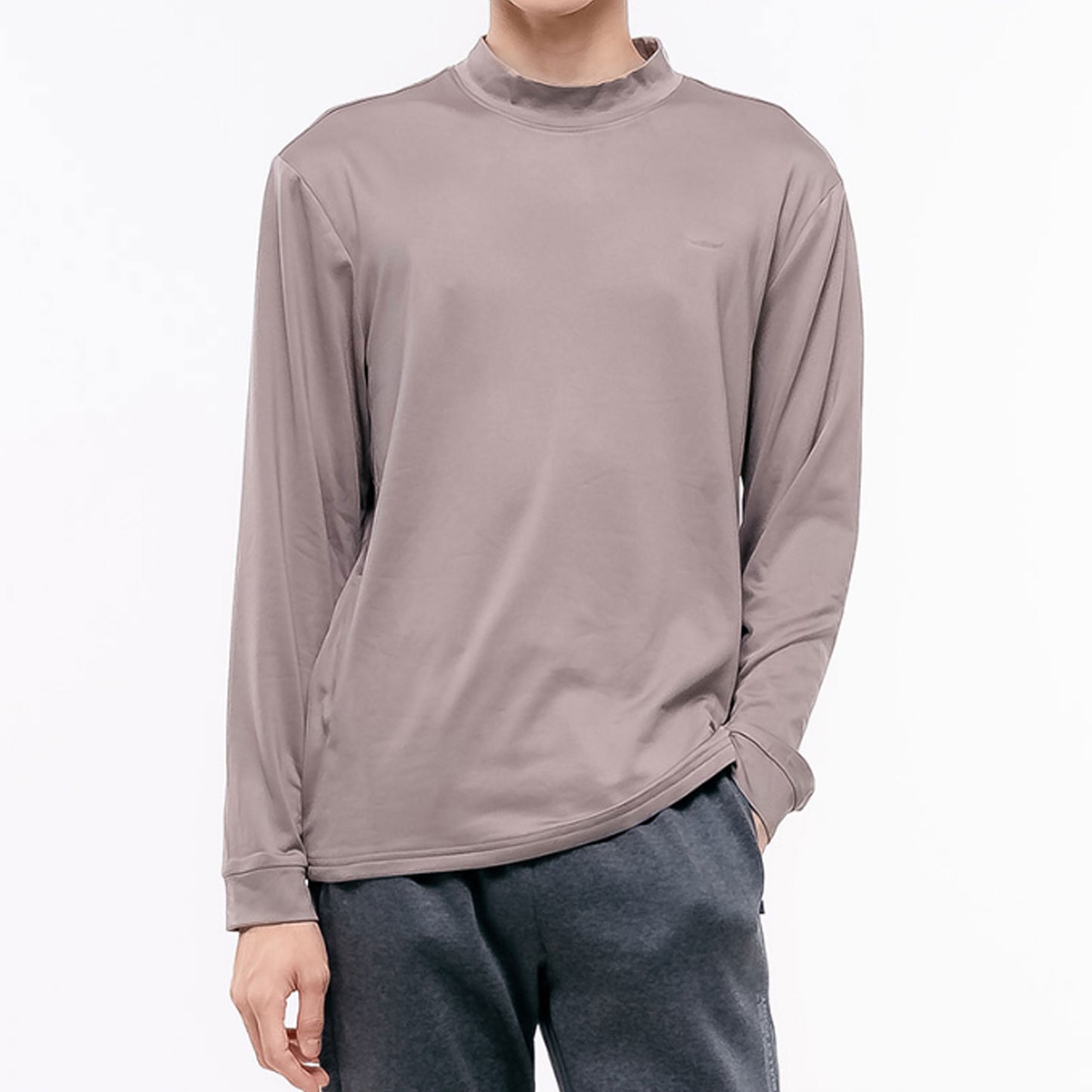 Nyfashioncity Fleece-Lined Half Turtleneck Top _Beige