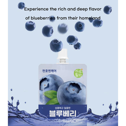 Chunho Ncare Korean Blueberry Juice, Made with 100% California Blueberries, Blended with Red Grape & Blackcurrant, No Additives, Resealable Pouch, Korea HACCP Certified (70mlx30)