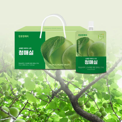 Chunho Ncare Korean Green Plum Juice, 100% Korean Cheongmaesil, with Apple & Aloe, Resealable Pouch, HACCP Certified (70mlx30pouches)